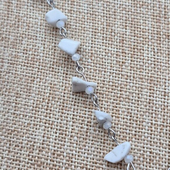 Simply Vera Wang Sliver Tone Glass Bead Natural Stone Tassel Pendant Necklace - Picture 4 of 8